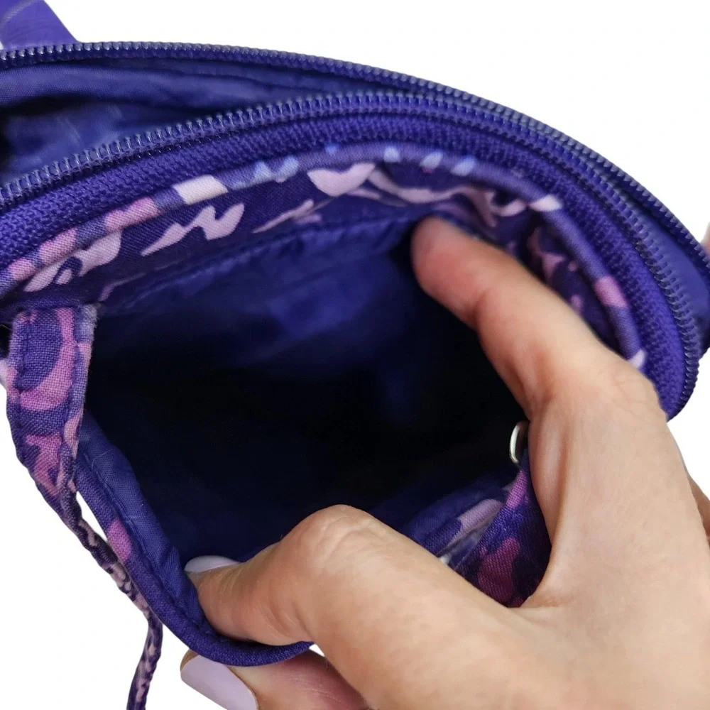 VERA BRADLEY Crossbody Bag Womens Small Purple Floral Cotton Quilted Purse